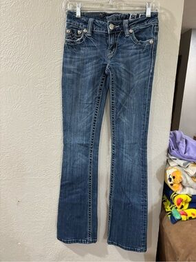 Miss Me Medium Wash Irene Bootcut Mid-Rise Embroidered Denim Jeans size 25